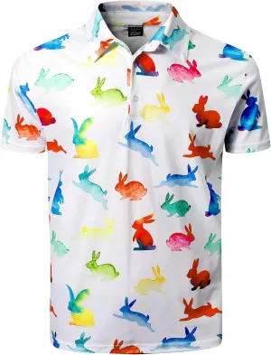 LINOCOUTON Men's Easter Day Short Sleeve Golf Polo Shirt