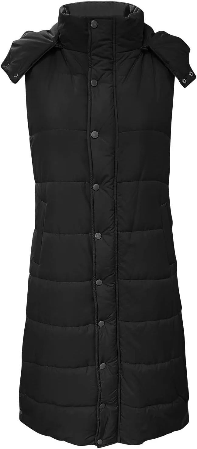 Long Puffer Vest for Women,2023 Winter Warm Puffy Zipper Sleeveless Oversized Fleece Plus Size Down Jacket Coat