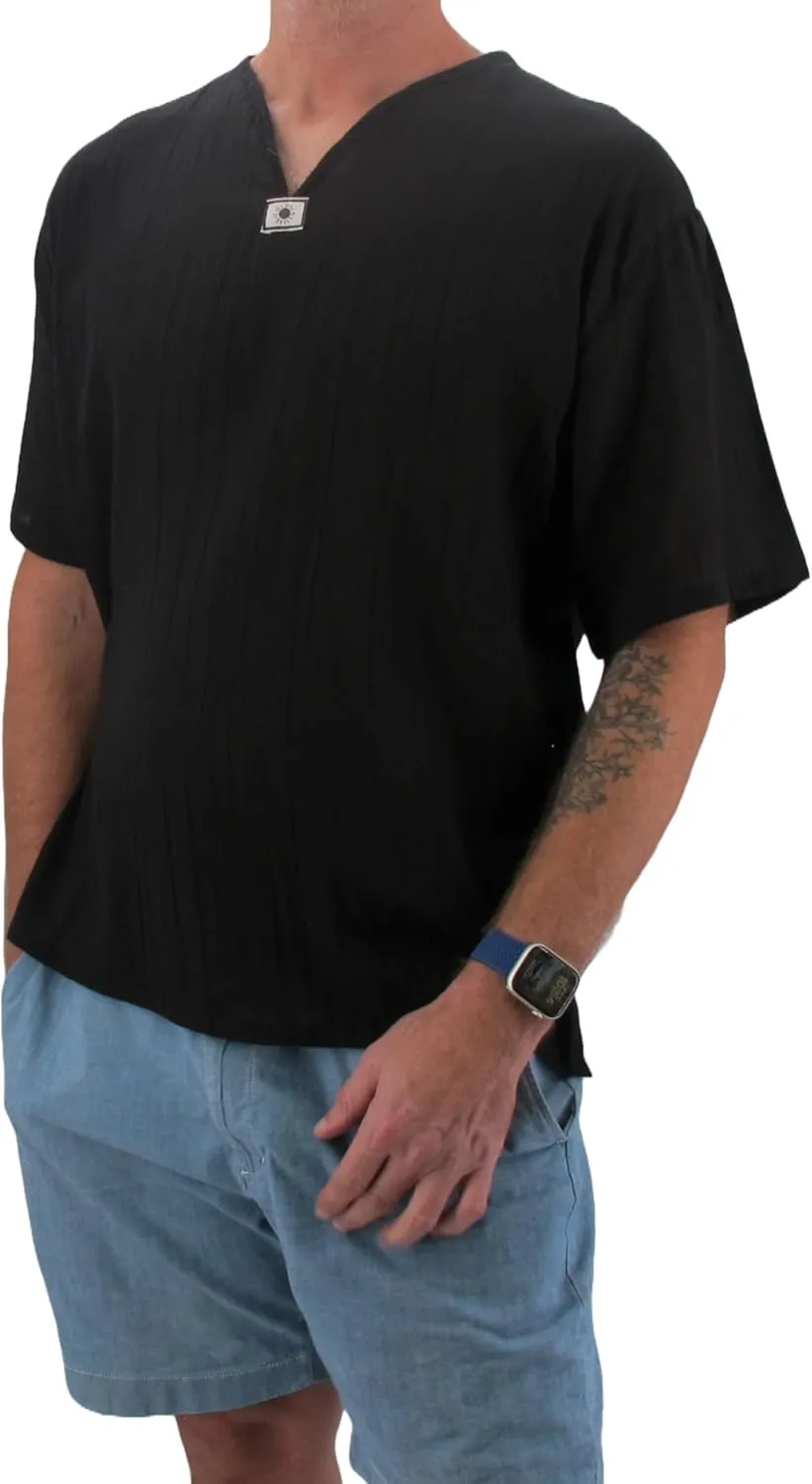 Love Quality Men's Short Sleeve Shirt 100% Cotton Hippie Yoga Shirt