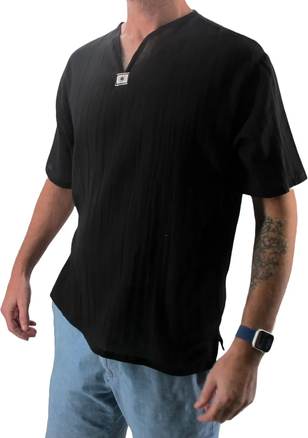 Love Quality Men's Short Sleeve Shirt 100% Cotton Hippie Yoga Shirt
