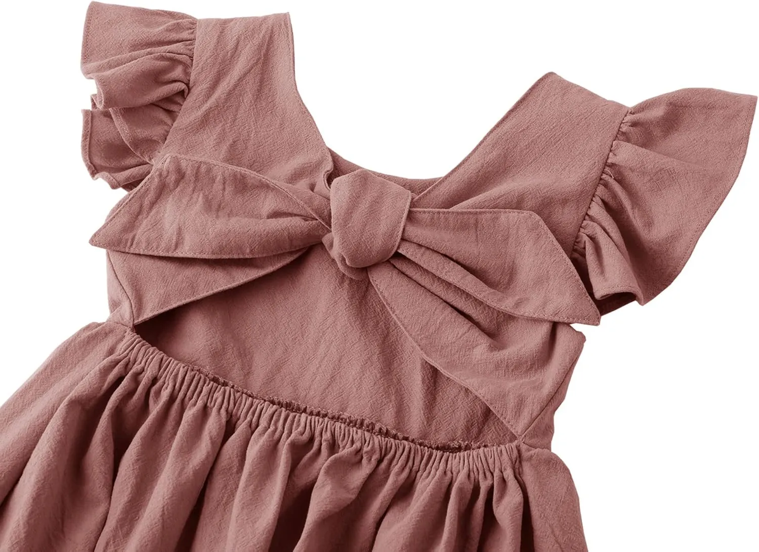 lymanchi Toddler Girls Linen Dress Ruffle Sleeveless Tie Back Halter Kid Baby Casual Dresses