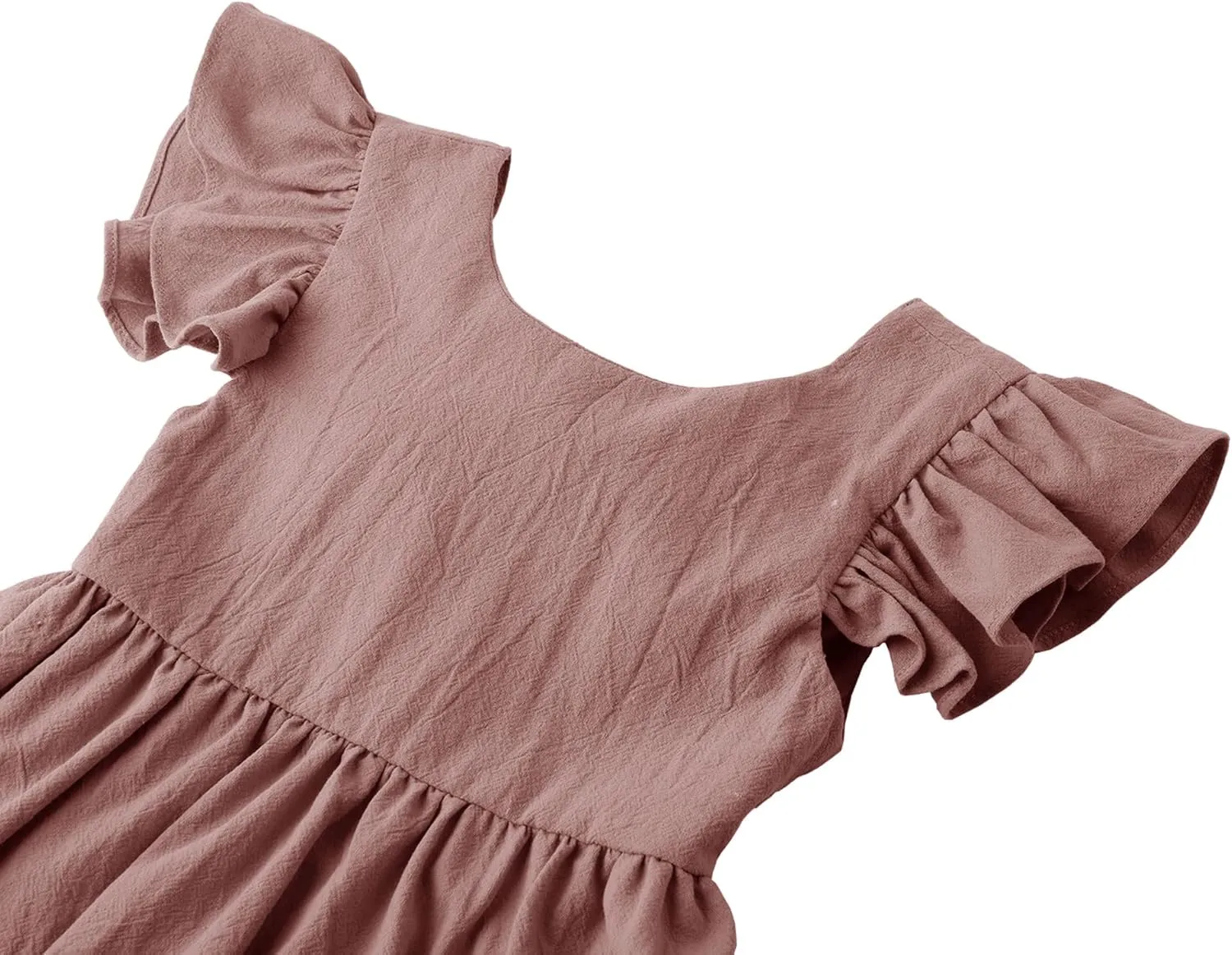 lymanchi Toddler Girls Linen Dress Ruffle Sleeveless Tie Back Halter Kid Baby Casual Dresses