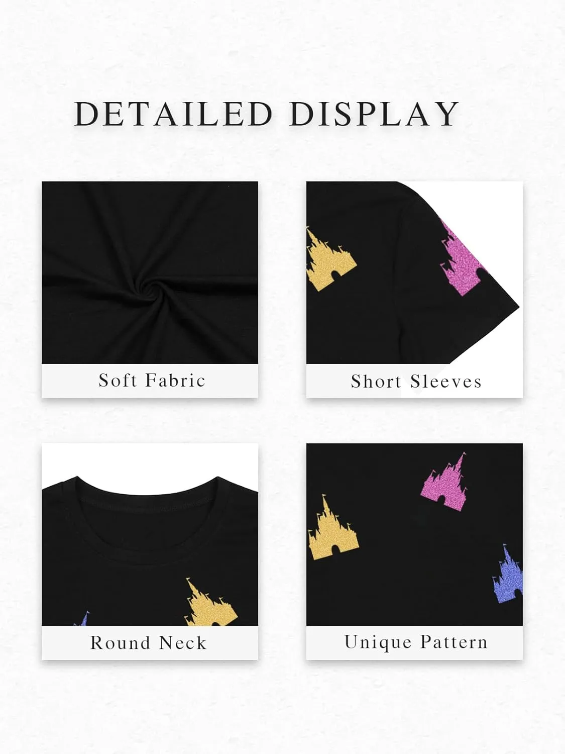 Magic Kingdom Shirts for Women Oversized Sequin Magical Shirt Colorful Castle Graphic Tshirt Summer Vacation Tee Tops