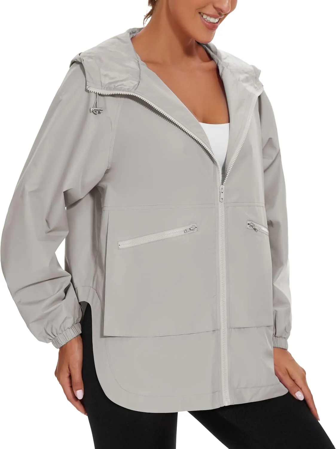 MAKARTHY Rain Jacket Women Waterproof Lightweight Jacket With Hood Packable Raincoat with Pockets S-XXXL