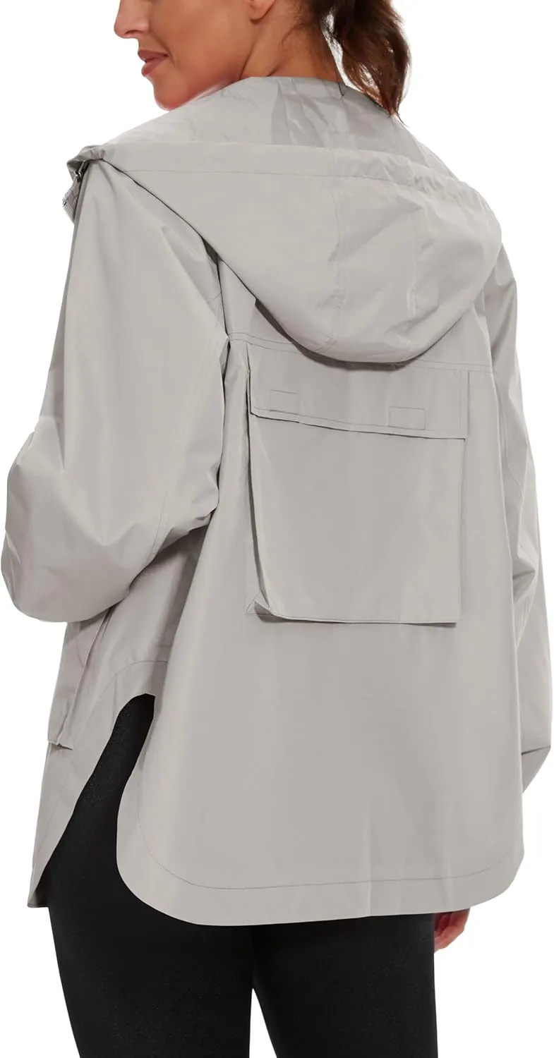 MAKARTHY Rain Jacket Women Waterproof Lightweight Jacket With Hood Packable Raincoat with Pockets S-XXXL