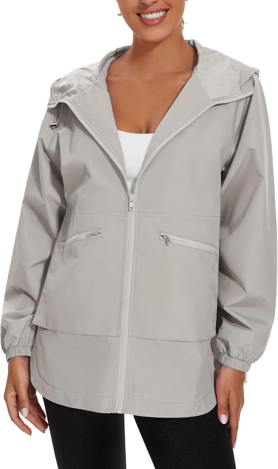 MAKARTHY Rain Jacket Women Waterproof Lightweight Jacket With Hood Packable Raincoat with Pockets S-XXXL