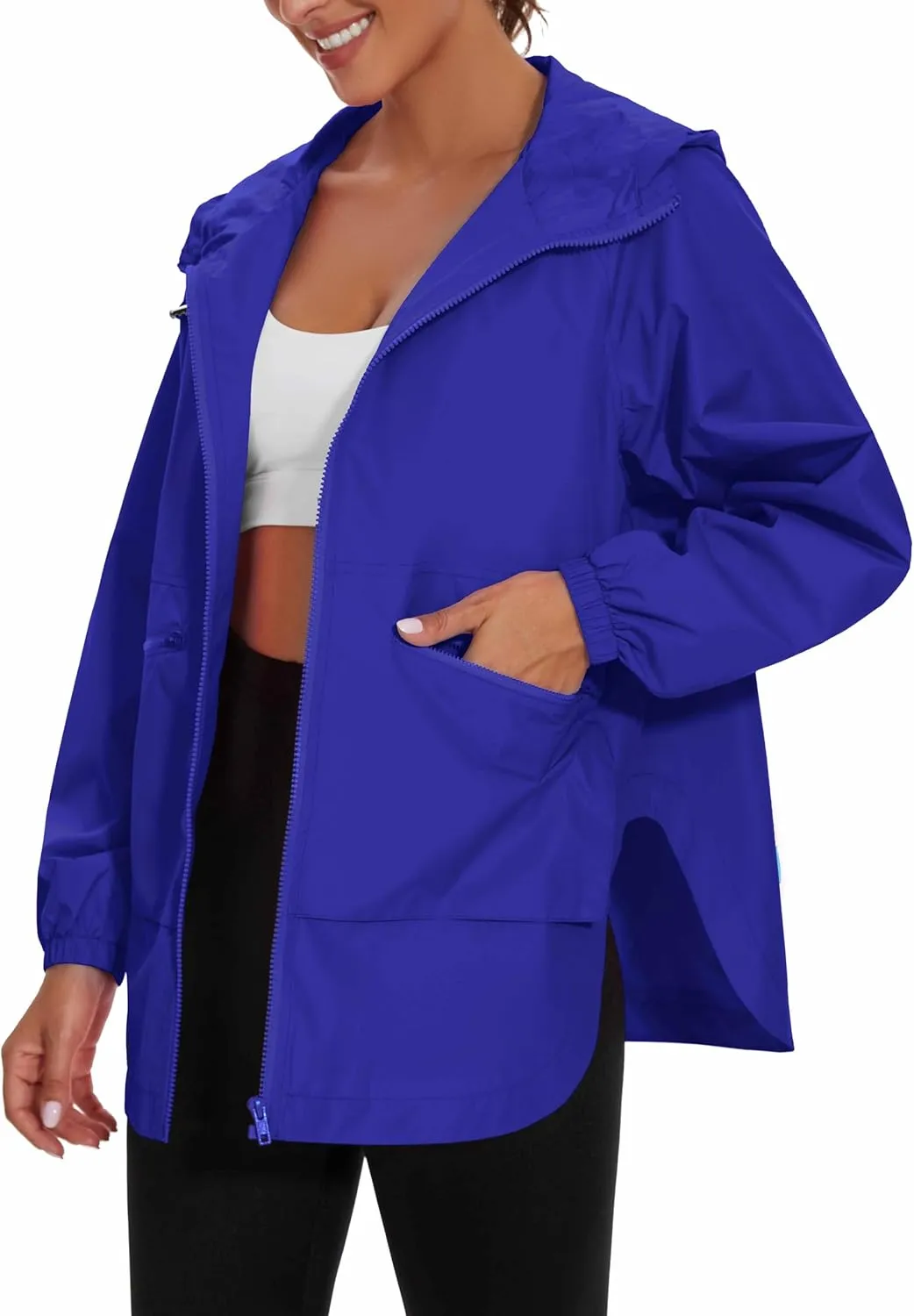 MAKARTHY Rain Jacket Women Waterproof Lightweight Jacket With Hood Packable Raincoat with Pockets S-XXXL