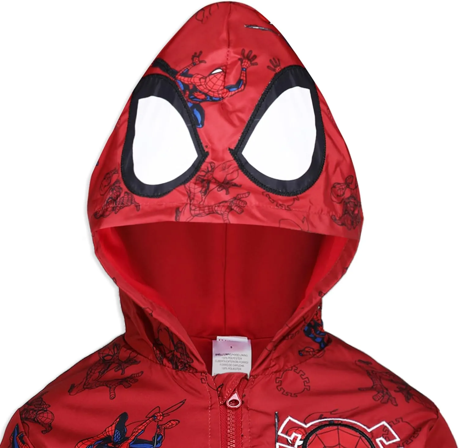 Marvel Spider-Man Boys Hooded Zip Up Windbreaker Outerwear Jacket for Toddler and Big Kid