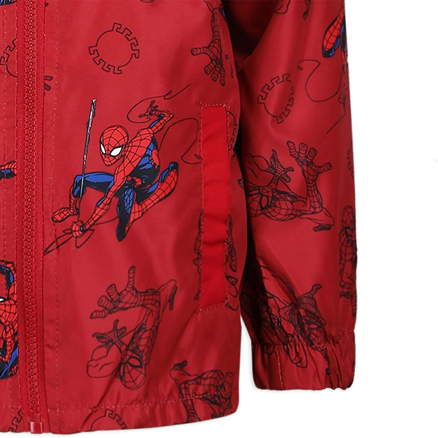 Marvel Spider-Man Boys Hooded Zip Up Windbreaker Outerwear Jacket for Toddler and Big Kid