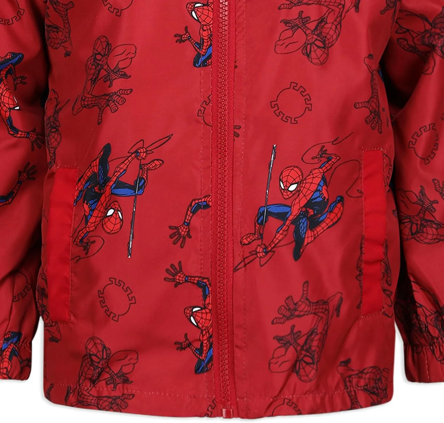 Marvel Spider-Man Boys Hooded Zip Up Windbreaker Outerwear Jacket for Toddler and Big Kid