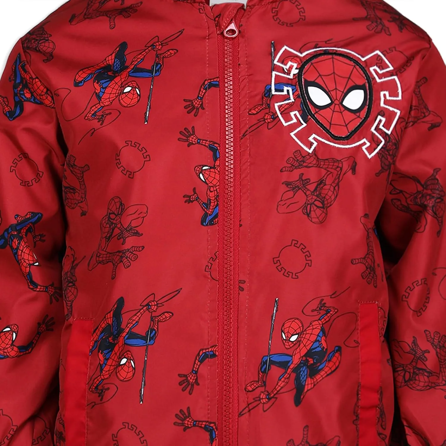 Marvel Spider-Man Boys Hooded Zip Up Windbreaker Outerwear Jacket for Toddler and Big Kid
