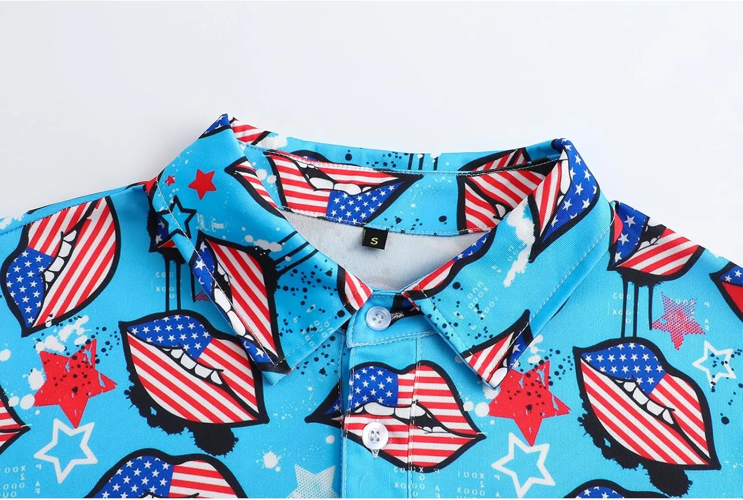 Men's American Flag Polo Shirt, USA Patriotic Short Sleeve Dri-Fit Quick-Dry Golf Shirt