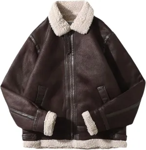 Men's Autumn Winter Motorcycle Jacket, Lamb Fleece Cotton Padded Jacket, Cotton Padded Jacket