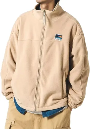 Men's Autumn Winter Retro Couple's Loose Sweatshirt, Stand Collar Casual Jacket, Fleece Jacket