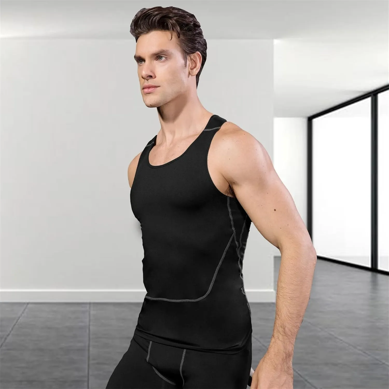 Men's Bodybuilding T - Shirt Slim Quick Dry Compression Shirt Short Sleeve Running Baselayer Top