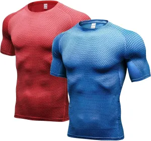 Men's Bodybuilding T - Shirt Slim Quick Dry Compression Shirt Short Sleeve Running Baselayer Top