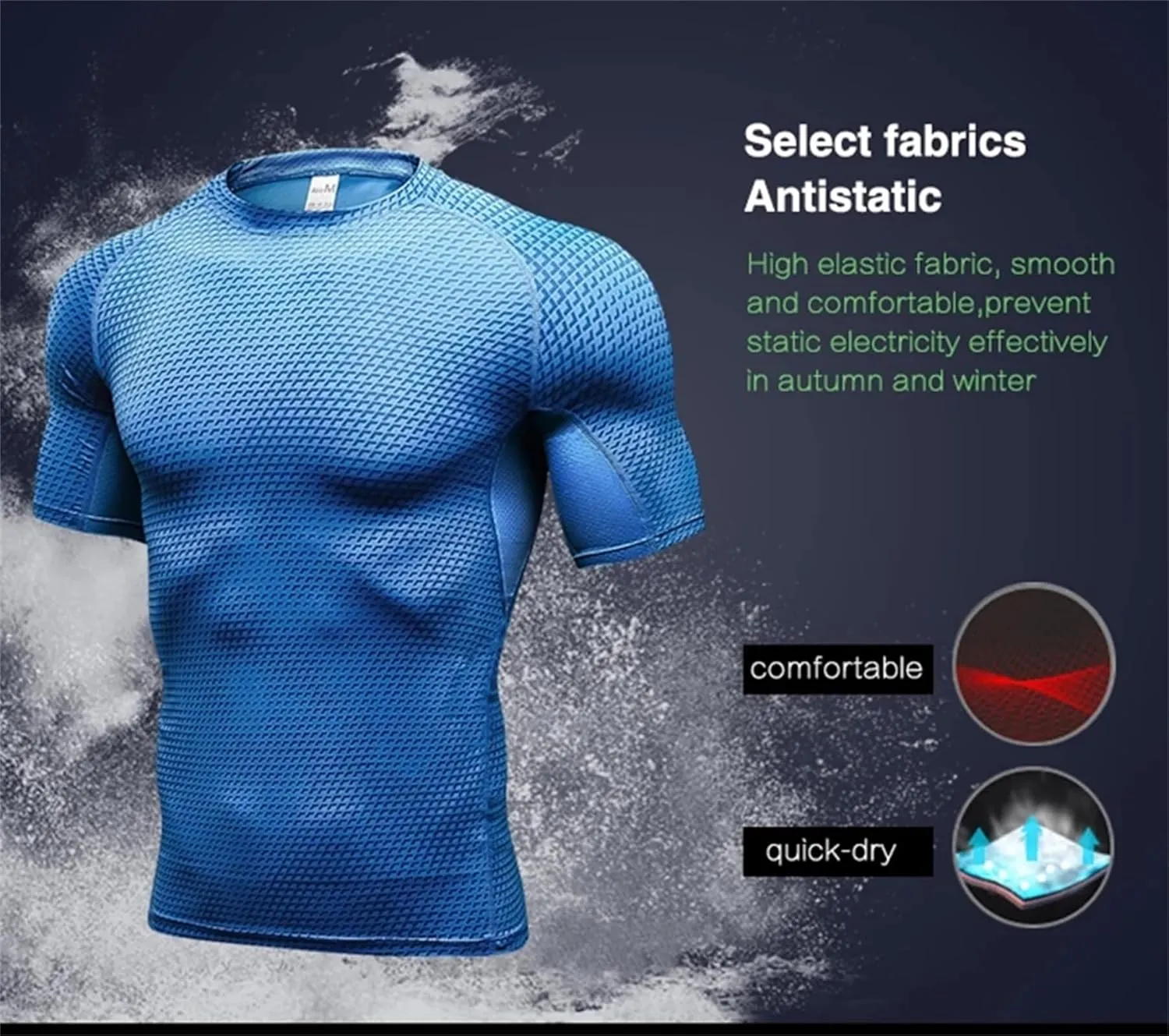 Men's Bodybuilding T - Shirt Slim Quick Dry Compression Shirt Short Sleeve Running Baselayer Top