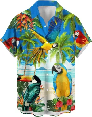 Mens Button Down Short Sleeve Shirt Shirt Collar Abstract Printed Shirts Casual Beach Tops