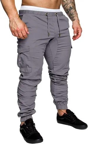 Mens Cargo Sweatpants Slim Fit with Pockets Workout Gym Lightweight Sweat Pants Elastic Waist Sweat Pants Trouser