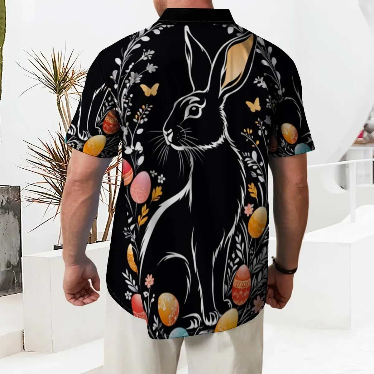 Men's Casual Button Down Shirts Mid Century Geometry Chest Pocket Short Sleeve Hawaiian Shirt
