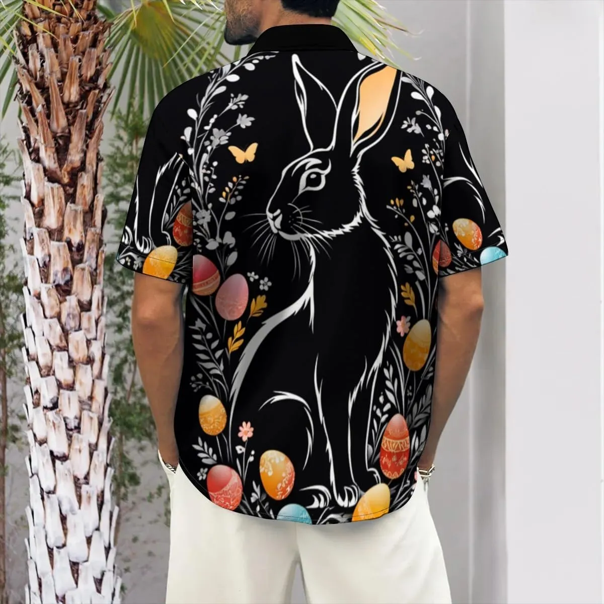 Men's Casual Button Down Shirts Mid Century Geometry Chest Pocket Short Sleeve Hawaiian Shirt