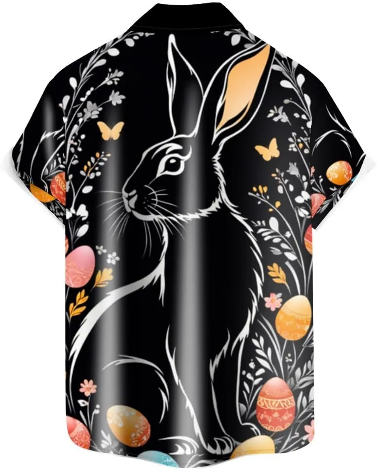Men's Casual Button Down Shirts Mid Century Geometry Chest Pocket Short Sleeve Hawaiian Shirt