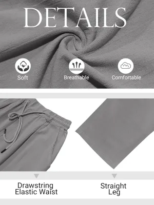 Mens Casual Linen Pants Loose Fit Elastic Drawstring Waist Straight-Legs Summer Yoga Beach Long Pants