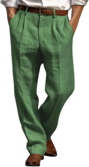 Mens Casual Pants Elastic Waist Lightweight Loose Fit Pleated Slacks Summer Beach Yoga Trousers, Tactical Pants for Men