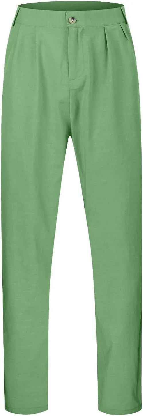 Mens Casual Pants Elastic Waist Lightweight Loose Fit Pleated Slacks Summer Beach Yoga Trousers, Tactical Pants for Men