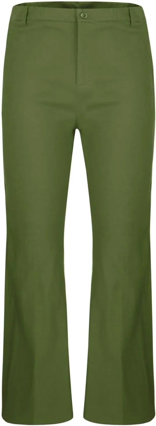 Mens Flared Pants with Belt Loops and Pockets Fashionable Wide Leg Trousers for Formal and Casual Wear