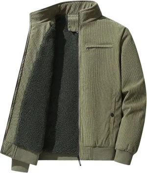 Men's Fleece Heated Jacket Thermal Sherpa Lined Padded Winter Coat Button Lapel Long Sleeve Thicken Warm Outerwear