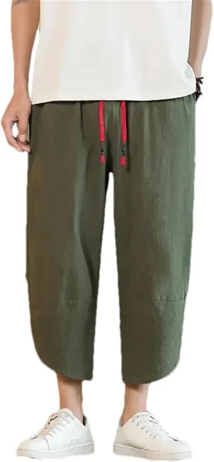 Mens Harem Pants Streetwear Calf-Length Cross Pants Male Vintage Casual Style Jogging Trousers Men Cotton Pants