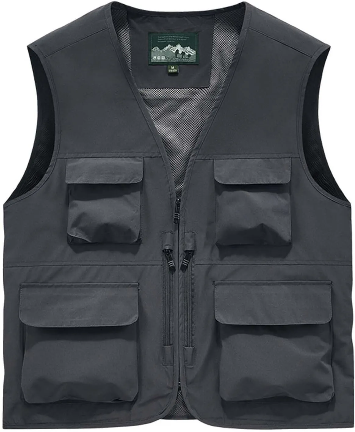Mens Hiking Vest Lightweight Tactical Vest Casual Breathable Vest Zip Up Casual Vest Outdoor Sleeveless Vest