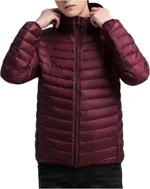 Mens Jackets Casual Spring Fall Warm Winter Padded Coats Outdoor Hooded Jacket Fleece Lined Coat Zip Up Coat with Pocket