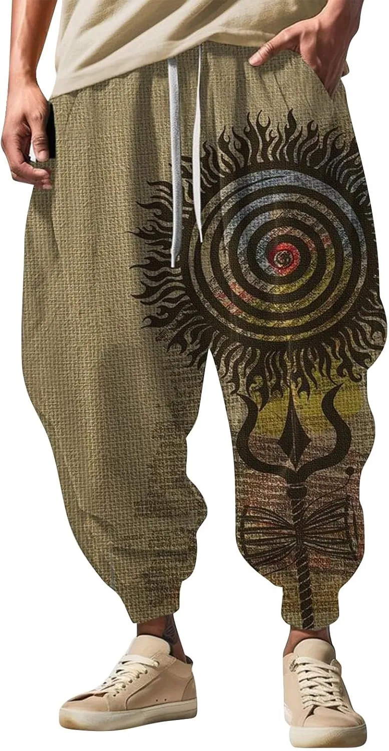 Mens Joggers Sweatpants Fashion Street Feel Casual Sweatpants Men Cotton Baggy Hippie Yoga Harem Pants Baggy
