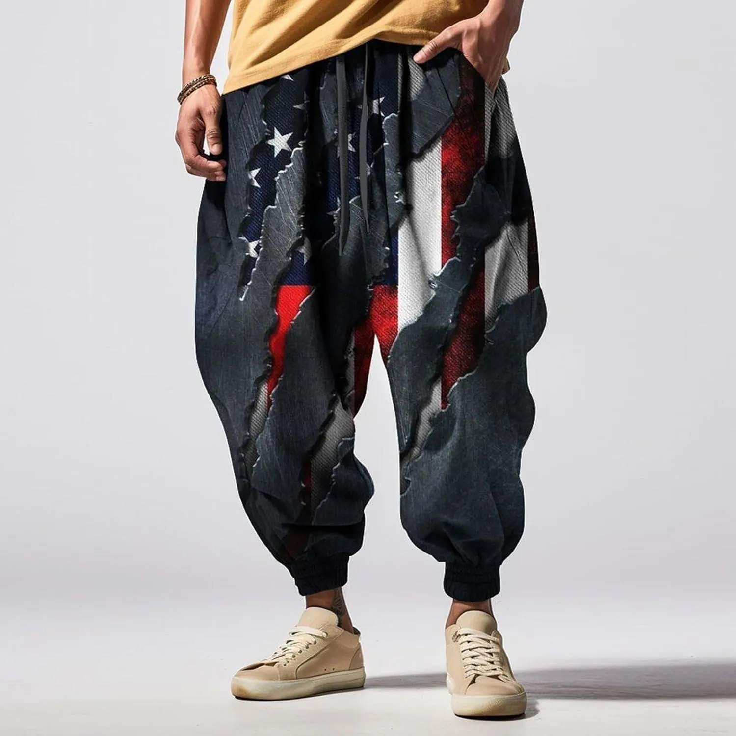 Mens Joggers Sweatpants Fashion Street Feel Casual Sweatpants Men Cotton Baggy Hippie Yoga Harem Pants Baggy