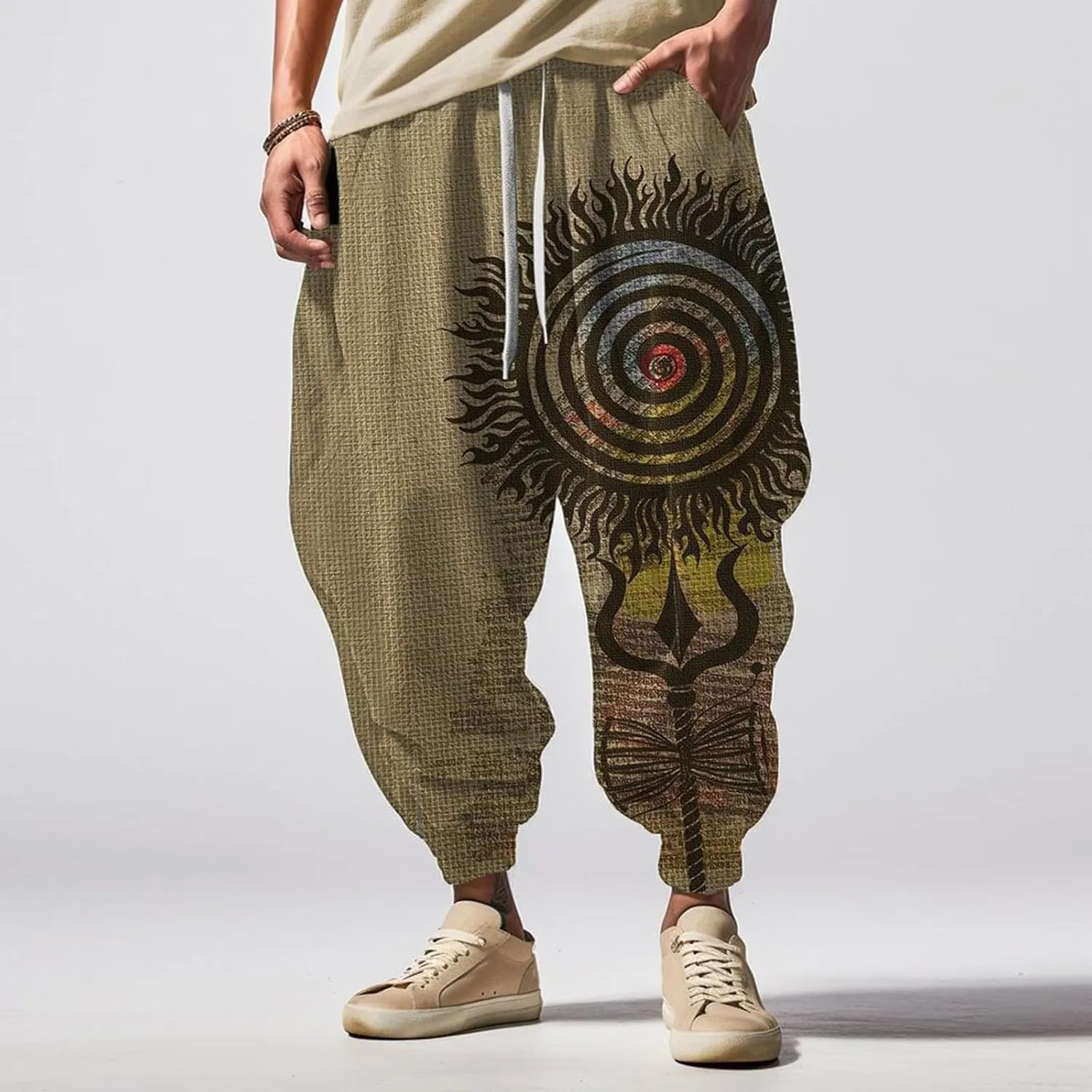 Mens Joggers Sweatpants Fashion Street Feel Casual Sweatpants Men Cotton Baggy Hippie Yoga Harem Pants Baggy