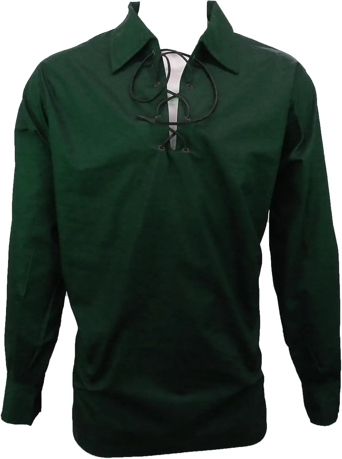 Mens Long Sleeve Shirt, Jacobite Ghillie Shirt for Kilts, w/Leather Tie