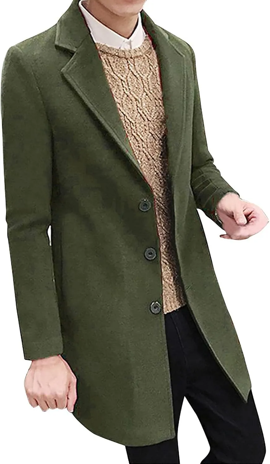 Men's Peacoat Casual Long Trench Coat Single Breasted Pea Regular Fit Warm Winter Overcoat Work Dress Jacket, M-5XL