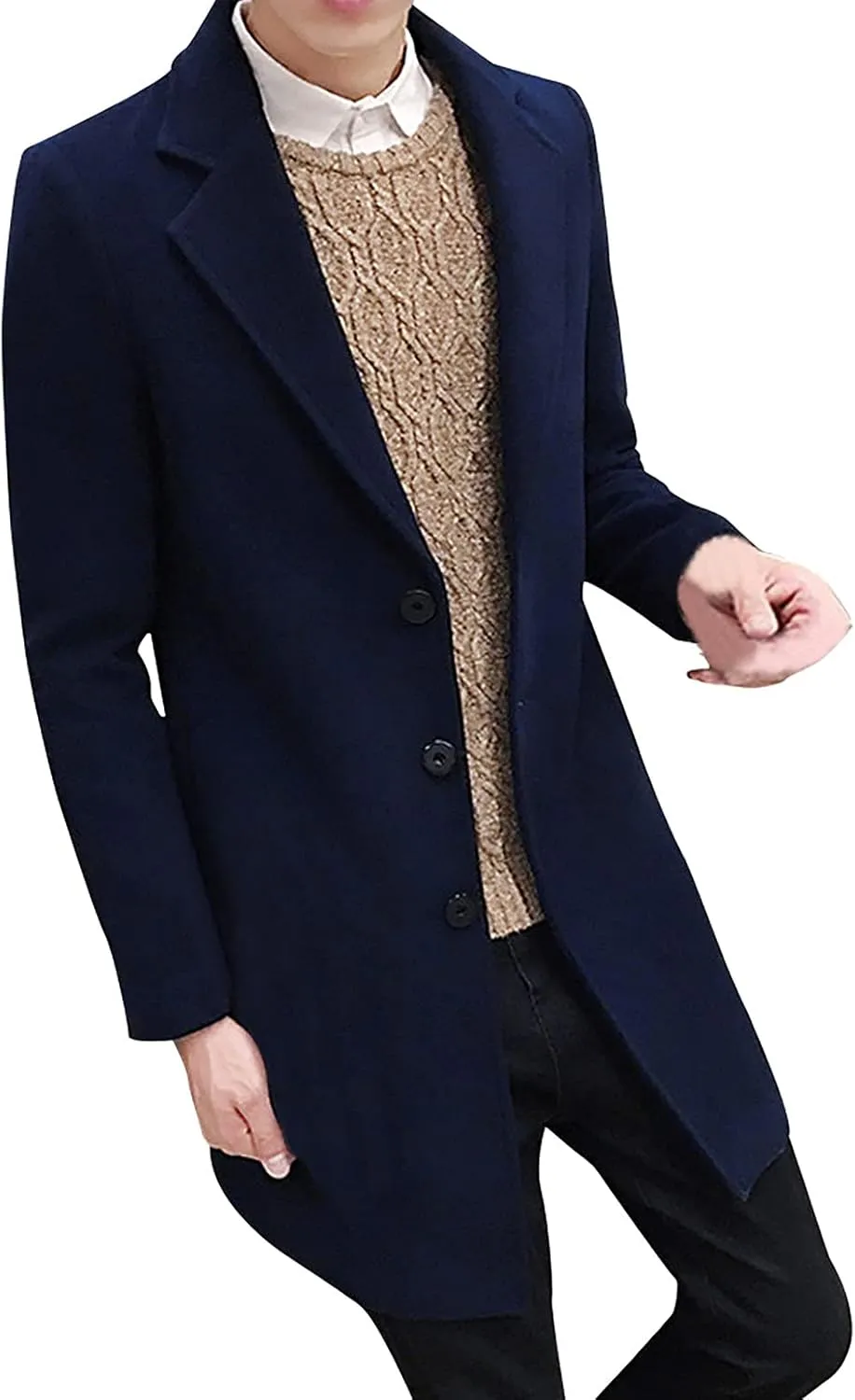 Men's Peacoat Casual Long Trench Coat Single Breasted Pea Regular Fit Warm Winter Overcoat Work Dress Jacket, M-5XL
