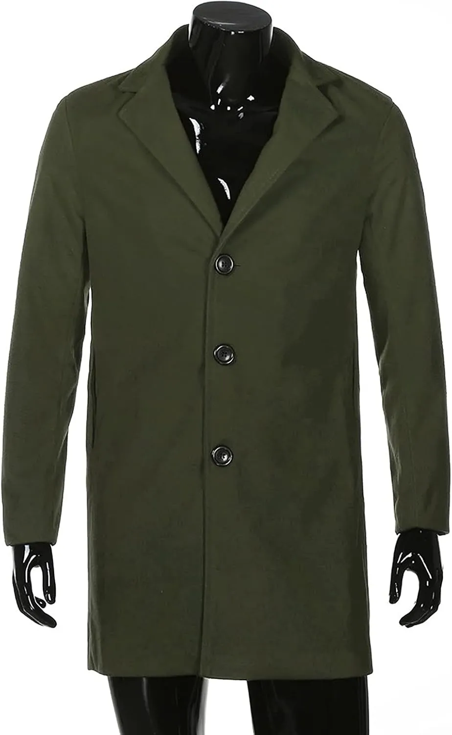 Men's Peacoat Casual Long Trench Coat Single Breasted Pea Regular Fit Warm Winter Overcoat Work Dress Jacket, M-5XL
