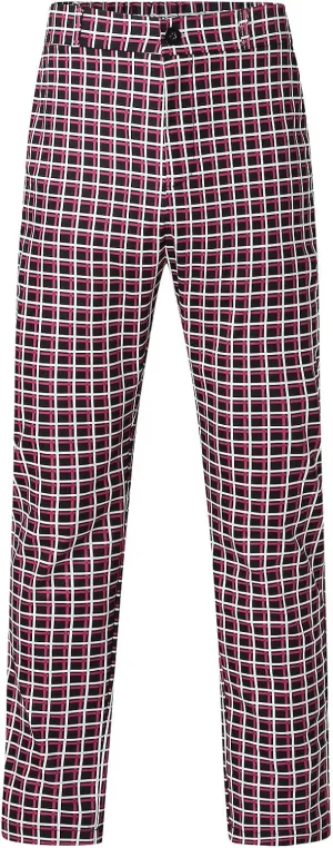 Men's Plaid Slim Fit Dress Pants Stretch Flat-Front Business Casual Pants Skinny Elastic Expandable-Waist Chinos Trousers Wine