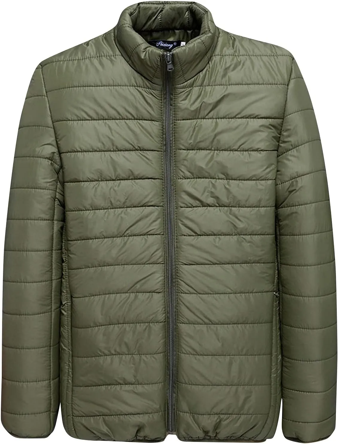 Men's Puffer Jacket Lightweight Packable Down Coat Stand Collar Quilted Jacket Plus Size Warm Casual Winter Jacket