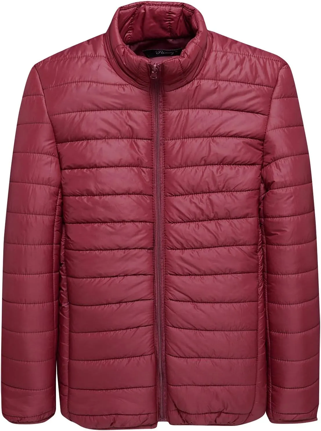 Men's Puffer Jacket Lightweight Packable Down Coat Stand Collar Quilted Jacket Plus Size Warm Casual Winter Jacket