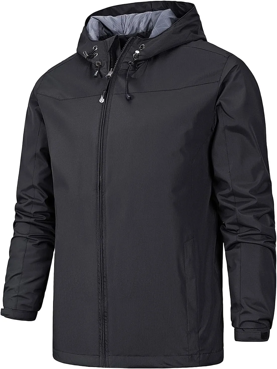 Men's Rain Jacket with Hooded Spring Summer Water Resistant Windbreaker Tactical Hiking Travel Camping Outdoor Raincoat