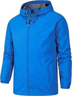 Men's Rain Jackets Waterproof With Hood Windbreaker Jacket Outdoor Lightweight Shell Coat For Jacket, XL-5XL