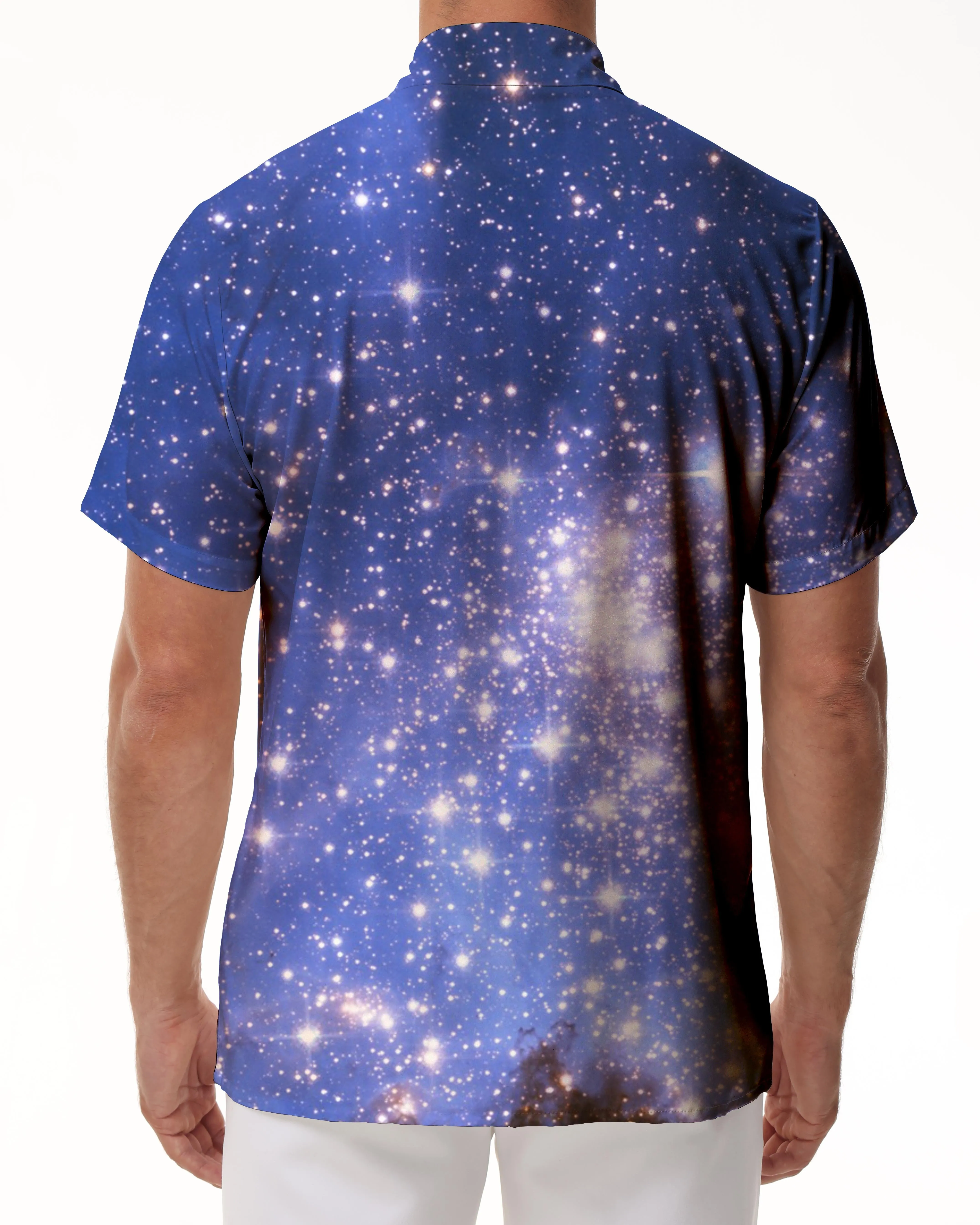 Men's shirt short sleeve starry sky galaxy universe pattern Hawaiian shirt printed shirt summer lapel shirt beach shirt top casual