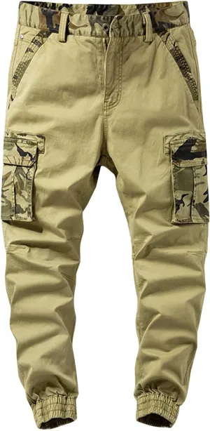 Men's Slim-Fit Stretch Cargo Pant Waterproof Hiking Pants, Slim Fit Cargo Joggers, Stretch Outdoor Pants with Pockets