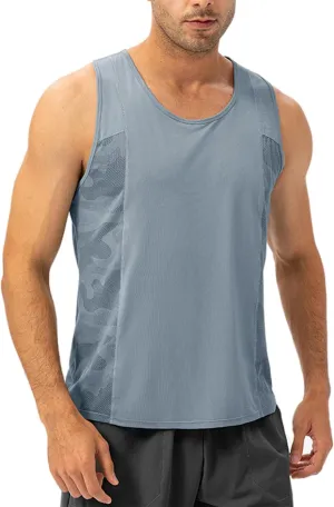 Men's Solid Color Gym Vest Sleeveless Round Neck Quick Dry Training Gym Shirt T-Shirt