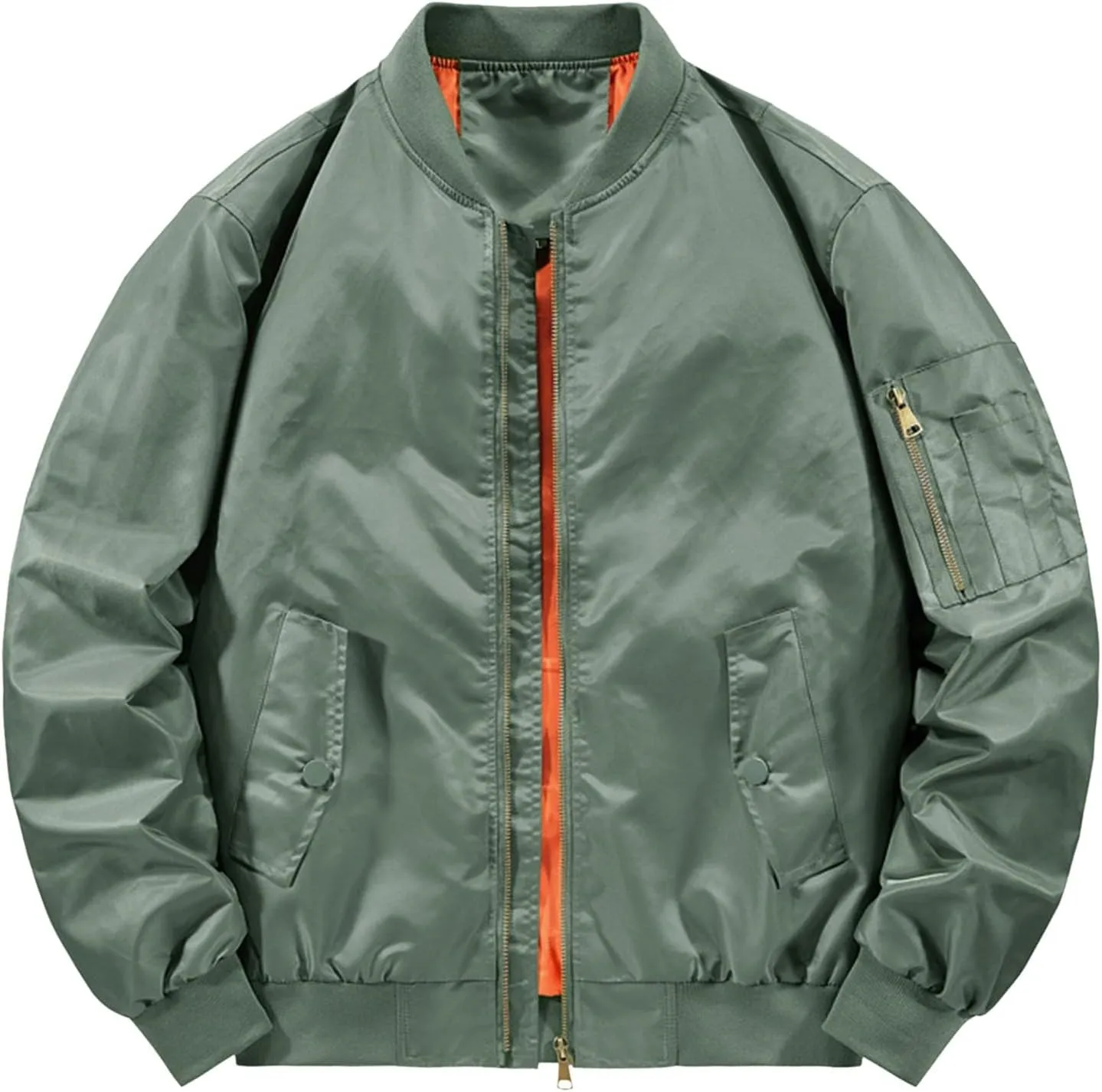 Men's Spring and Autumn Leisure Standing Neck Jacket Men's Air Force No.1 MA 1 Pilot Coat Jacket Fleece Coats for